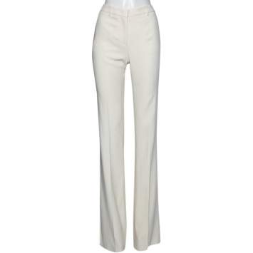 Pre Owned Etro Off White Crepe Straight Leg Pants S