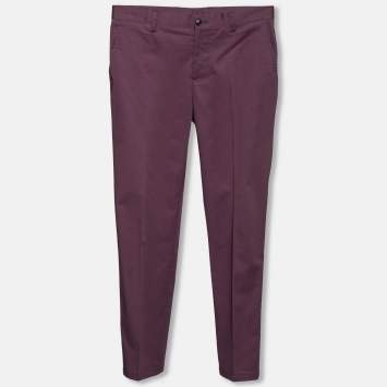 Pre Owned Etro Purple Cotton Tapered Pants S