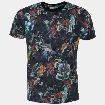 Pre Owned Etro Navy Blue Printed Cotton Short Sleeve T-Shirt M