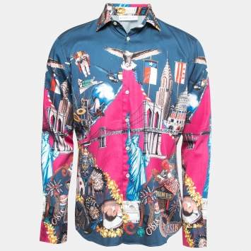Pre Owned Etro Multicolor Printed Cotton Full Sleeve Shirt M