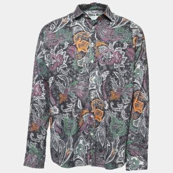 Pre Owned Etro Multicolor Print Cotton Blend Button Front Full Sleeve Shirt L