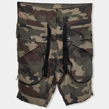 Pre Owned Faith Connexion Camouflage Printed Cotton Rolled Up Cuffs Shorts S