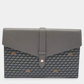Pre Owned Fauré Le Page Grey Coated Canvas and Leather Express Envelope Clutch