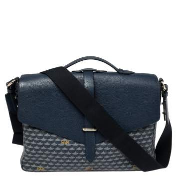 Pre Owned Faure Le Page Blue Coated Canvas and Leather Express 36 Messenger Bag