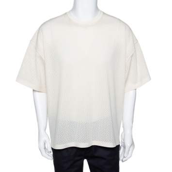 Pre Owned Fear of God Fifth Collection Cream Perforated Knit Oversized T Shirt S 