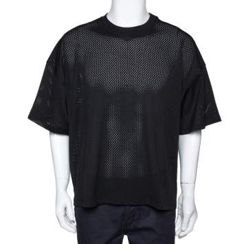 Pre Owned Fear of God Fifth Collection Black Perforated Knit Oversized T Shirt S 