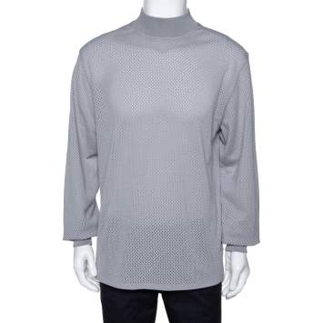 Pre Owned Fear of God Fifth Collection Grey Perforated Knit Long Sleeve T Shirt S
