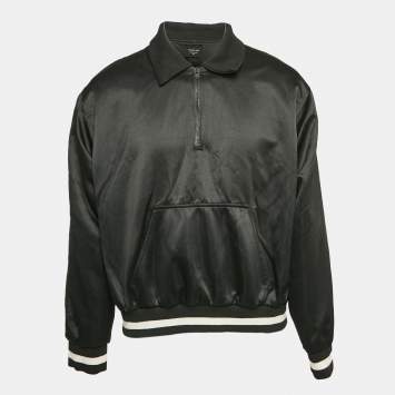 Pre Owned Fear of God Black Nylon Logo Patchwork Jacket M
