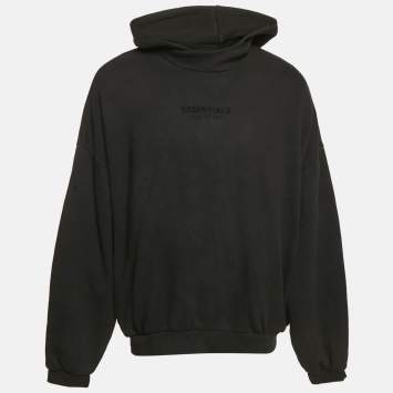 Fear of God Essentials Black Logo Print Cotton Hoodie L