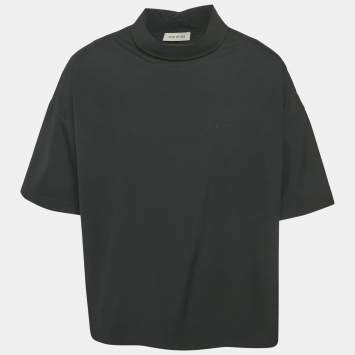 Fear of God Black Cotton Blend Reverse Collar Detail T-Shirt XS