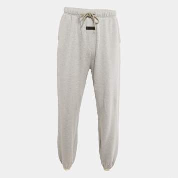 مملوكة مسبقًا Essentials Fear of God Grey Logo Patch Cotton Sweatpants S