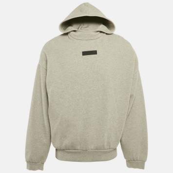 مملوكة مسبقًا Essentials Fear of God Grey Logo Patch Cotton Hoodie S