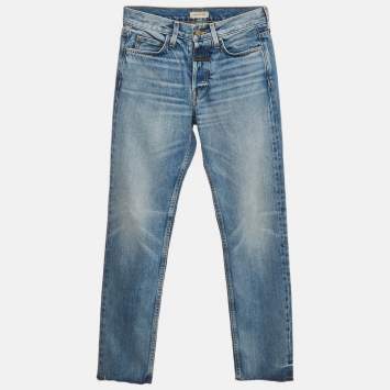 مملوكة مسبقًا Fear of God Blue Denim Frayed Leg Jeans M
