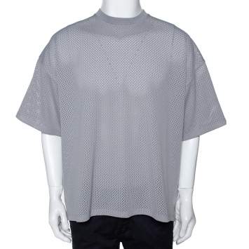 Pre Owned Fear of God Fifth Collection Grey Perforated Knit Oversized T Shirt S 