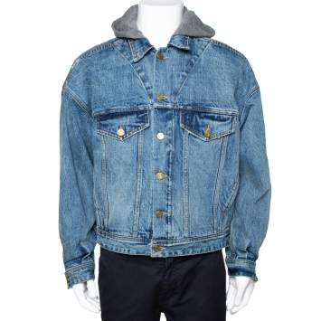 Pre Owned Fear Of God Fifth Collection Indigo Denim Hooded Trucker Jacket M