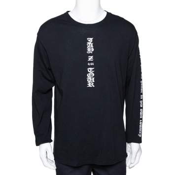Pre Owned Fear Of God X Jay-Z Black Graphic Print Long Sleeve Merch T-Shirt L