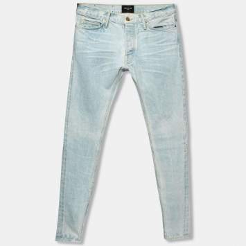 Fear of God Blue Distressed Denim Zipped Hem Slim Fit Jeans M