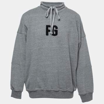 Pre Owned Fear of God Sixth Collection Grey Cotton FG Embroidered Sweatshirt XL