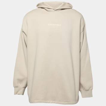 Pre Owned Fear of God Cream Cotton Jersey Hooded Sweatshirt M