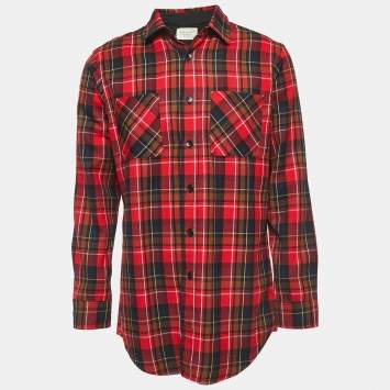 Fear of God Red Plaid Cotton Button Front Full Sleeve Shirt L