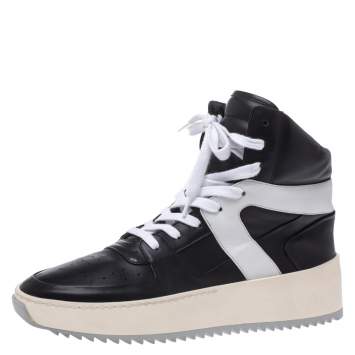 Pre Owned Fear Of God Black/White Leather Basketball High Top Sneakers Size 40