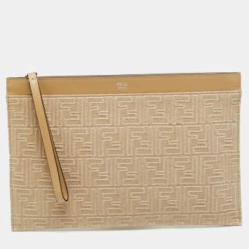 Pre Owned جراب فندي وسط بيج كانفاس جاكار فلات