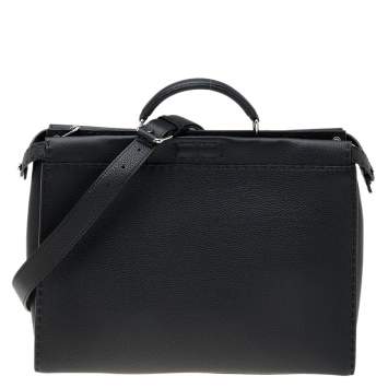 Pre Owned Fendi Black Romano Selleria Leather Peekaboo ISeeU Briefcase