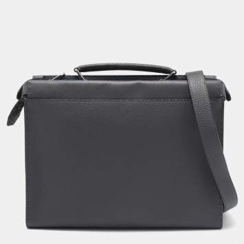Pre Owned Fendi Grey Selleria Leather Romano Peekaboo ISeeU Briefcase