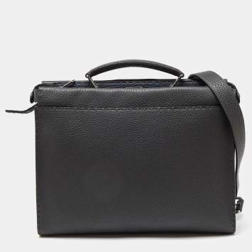 Pre Owned Fendi Grey Romano Selleria Leather Peekaboo ISeeU Briefcase 