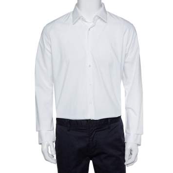 Pre Owned Fendi White Cotton Button Front Shirt XL