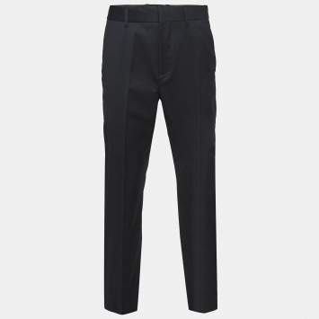 Pre Owned Fendi Black Wool-Blend Trousers L