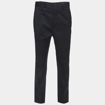 Pre Owned Fendi Black Wool-Blend Trousers L