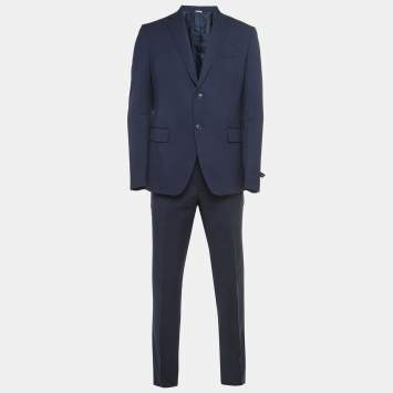 Pre Owned Fendi Navy Blue Wool Single Breasted Suit L
