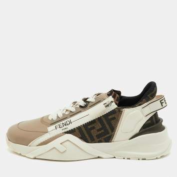 مملوكة مسبقًا Fendi Faster Size 42 Beige/Tobacco Zucca Canvas and Leather Low Top Sneakers