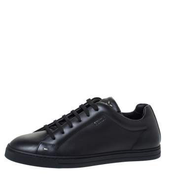 Pre Owned Fendi Black Leather Low Top Sneakers Size 40.5