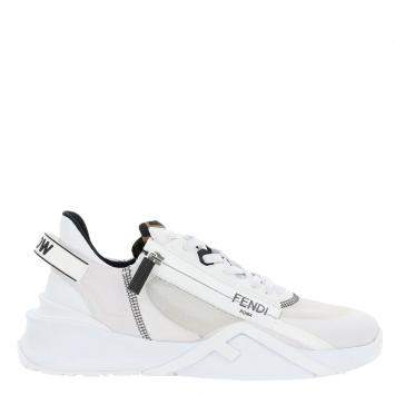 Pre Owned Fendi White Nylon Low Top Flow Sneakers EU 42