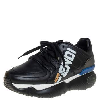 Pre Owned Fendi X Fila Black Leather Fila Mania Sneakers Size 40