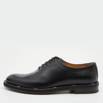 Pre Owned Fendi Black Leather Lace Up Oxford Size 42.5