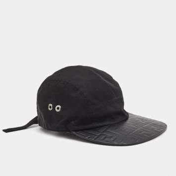 Pre Owned Fendi Black FF Logo Embossed Baseball Cap One Size