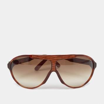 Pre Owned Fendi Brown Gradient FS5018ML Aviator Sunglasses