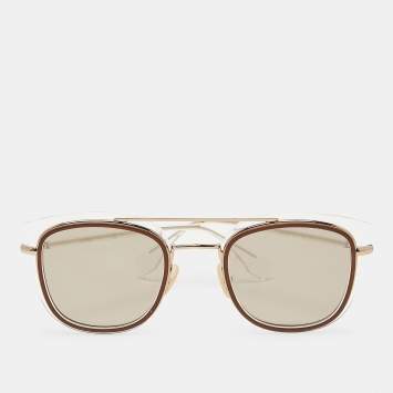 Pre Owned Fendi Gold Tone/Brown Mirrored M0060/S Oval Sunglasses