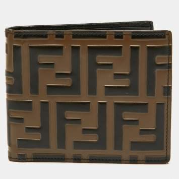 Pre Owned Fendi Tobacco Zucca Embossed Leather Bifold Wallet