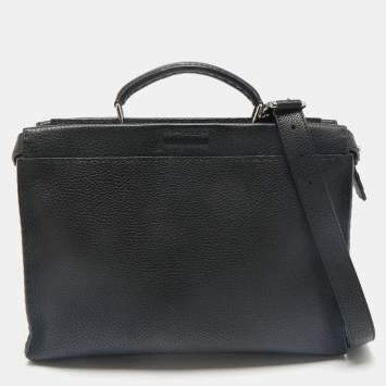 Fendi Black Selleria Leather Peekaboo ISeeU Briefcase