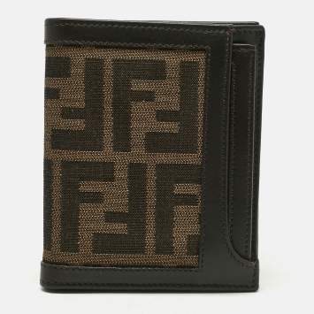 Pre Owned Fendi Tobacco Zucca Canvas and Leather Bifold Wallet