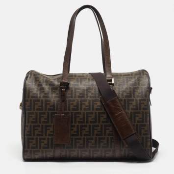 Pre Owned Fendi Tobacco Zucca Coated Canvas Duffel Bag