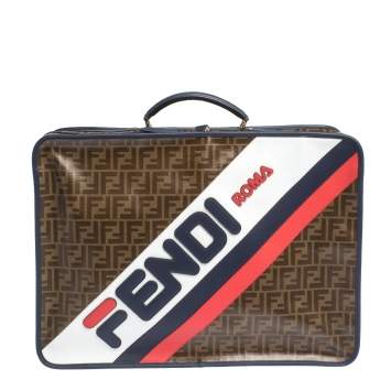 Pre Owned Fendi Zucca Coated Canvas and Leather Mania FF Suitcase