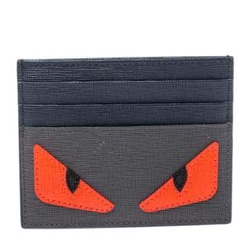 Pre Owned Fendi Multicolor Leather Monster Eye Card Holder