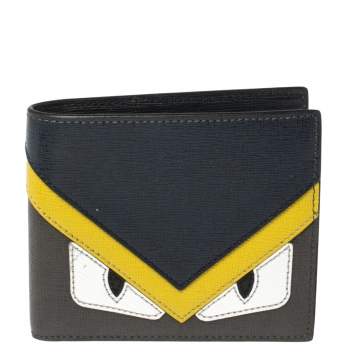 Pre Owned Fendi Multicolor Leather Monster Eye Bifold Wallet
