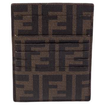 Pre Owned Fendi Brown Zucca Coated Canvas Card Holder
