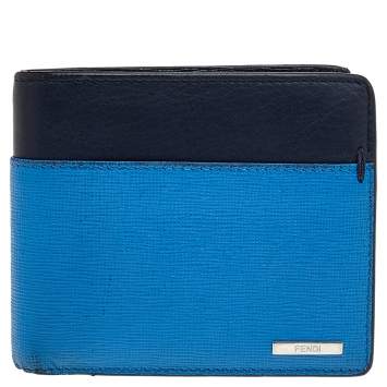 Pre Owned Fendi Two Tone Leather Bi Fold Wallet